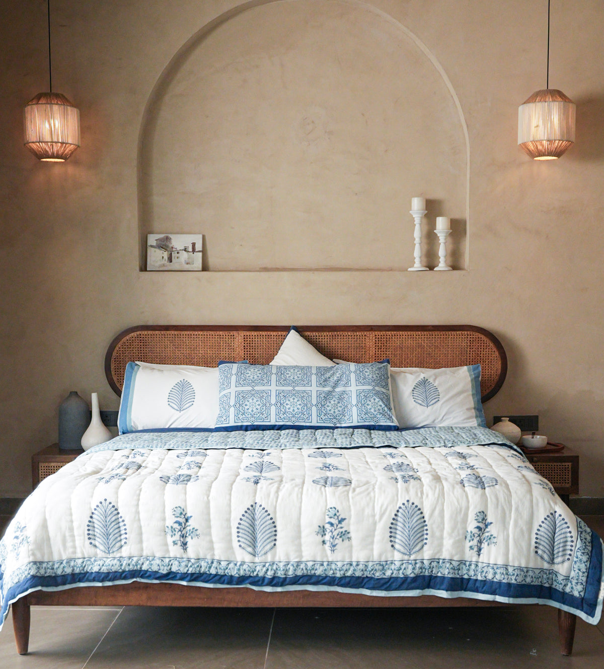 Peher Handcrafted Quilt - Indigo Shadow